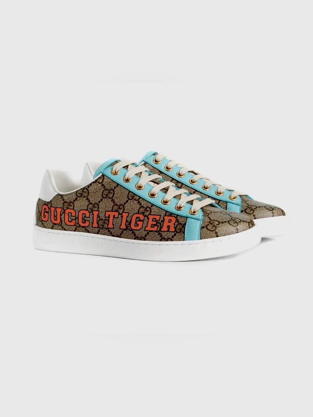 GUCCI Women's Size 36 Tiger Ace  Sneakers GG logo Canvas Blue